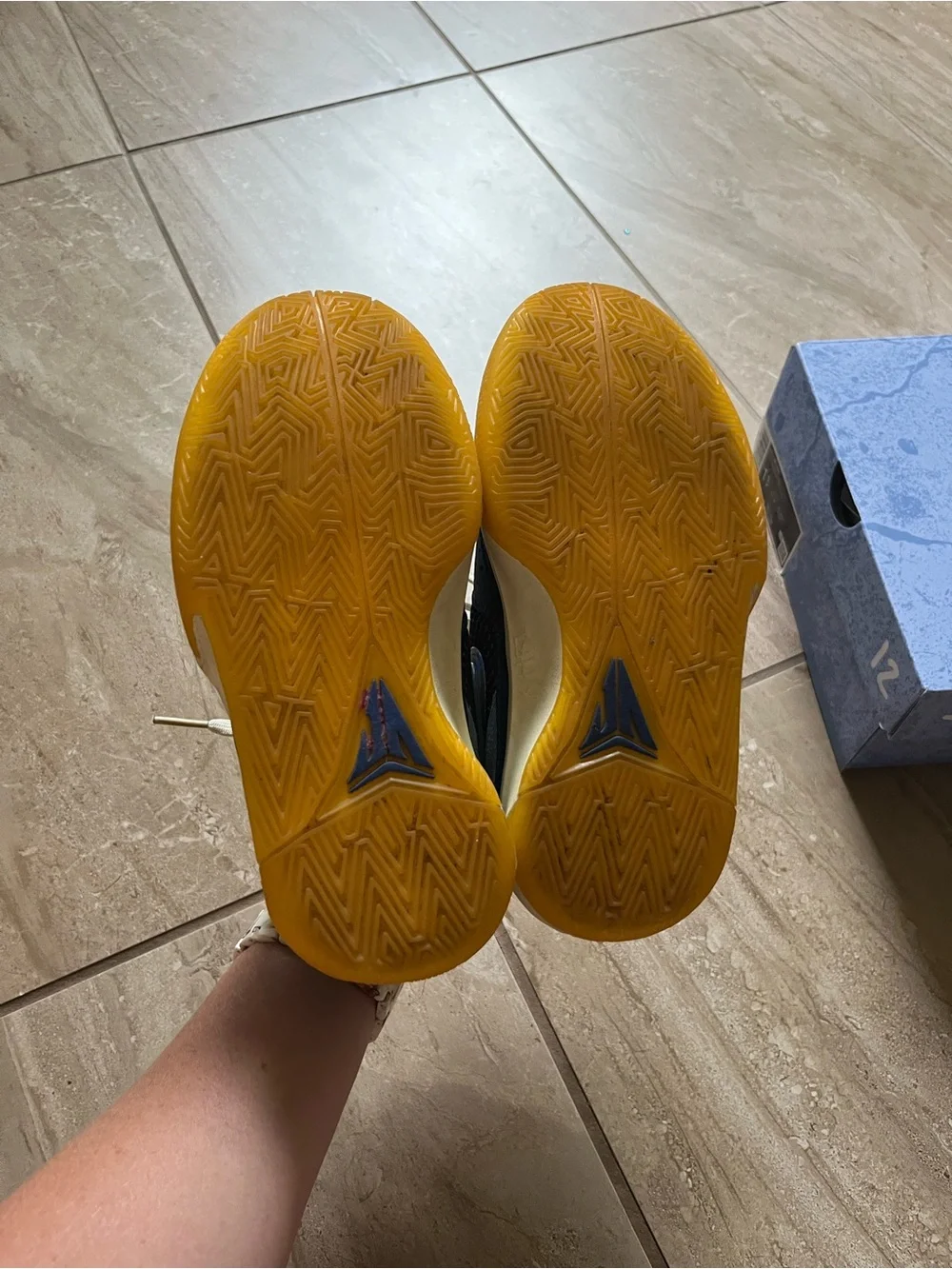 Ja 1 Nike Kids Blue and Yellow Low-Top Sneakers